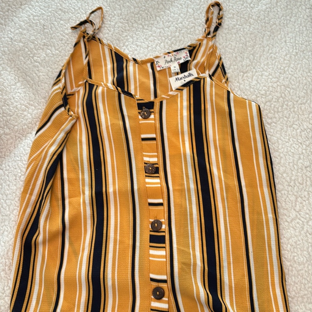 Pink Rose gold, black, white adjustable skinny strap button up blouse
